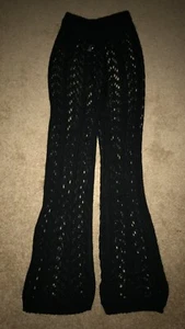 NUEVO SIN ETIQUETAS JudyBridal Pantalones Negros Tejidos Abiertos Traje de Baño Transparente Encubrimiento Pequeño - Imagen 1 de 4