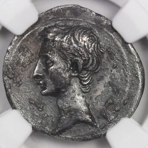 Octavian Denarius NGC VF Ancient Roman Republic Silver Coin 31BC Toning Augustus - Picture 1 of 7
