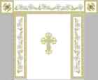 Holy table cover gold, fully embroidered White Gold 4 SIDES AND TOP