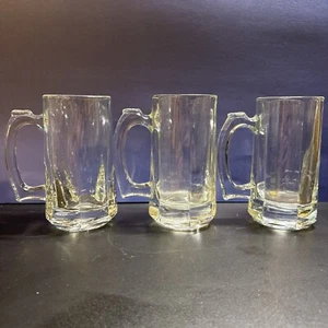 Vintage Set Of 3 Mugs Large Thick Glass 5.78" Libby B5 Thumb Place - Picture 1 of 5