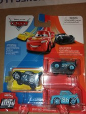Pack 3 Disney Pixar Cars Mini Racers  Strip Weathers The King-Dinoco McQueen – D