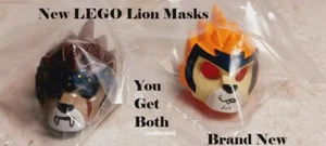 New LEGO Lion Mask Set Lot of 2 Silly Face Serious Warrior Jester Orange D Brown - Picture 1 of 1