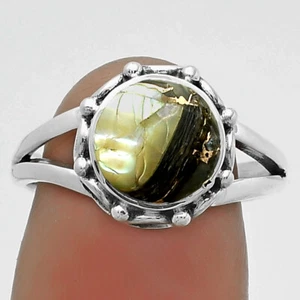 Natural Copper Abalone Shell 925 Sterling Silver Ring s.7.5 Jewelry R-1096 - Picture 1 of 5