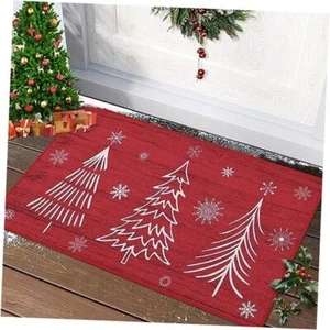 Christmas Welcome Doormat Front Door Mat Non 29"L x 17"W Christmas Tree Red - Picture 1 of 8