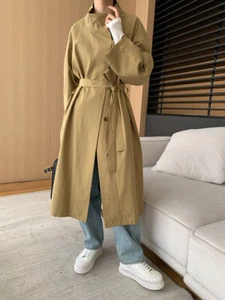womens British style temperament stand-up collar drape silhouette trench coat - Picture 1 of 19