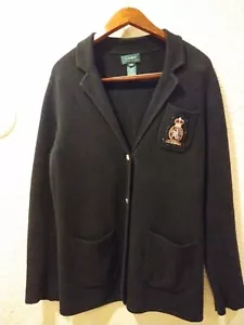 Blazer da donna Lauren Ralph Lauren nero medio lavorato a maglia - Foto 1 di 5