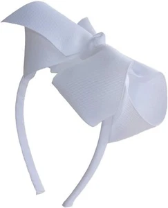 Oversize White Bow Headband Ribbon Bow No Teeth White Alice Band - Picture 1 of 1