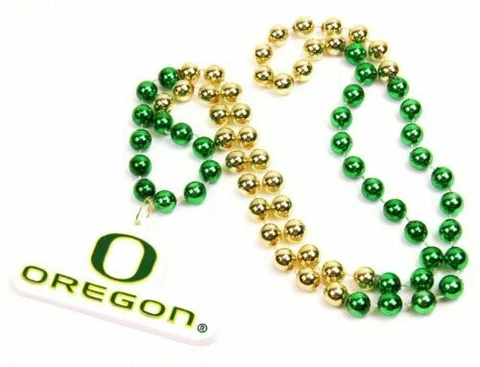 NEW Oregon Ducks Mardi Gras Spirit Beads With Logo Medallion Cover