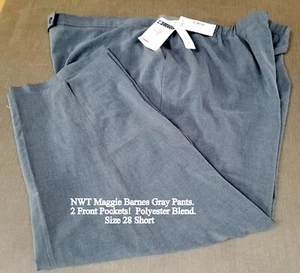 NWT Women's Maggie Barnes Gray Pants Poly Blend Plus Size 28WS (Short) w/Pockets - Picture 1 of 5