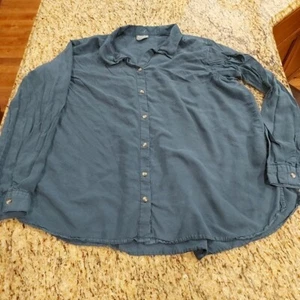 Arula Women's Long Sleeve Button Up Shirt/Top Size A (1X) TEAL Tencel - Picture 1 of 13