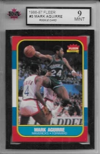 1986-87 FLEER BASKETBALL RC Mark Aguirre #3 KSA 9 MINT Dallas Mavericks - Picture 1 of 2