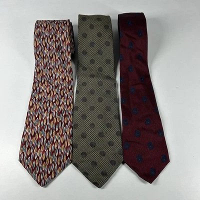 Paquete 3X Corbata Jaeger Vintage Hecha en Italia Floral a Rayas Para Hombre Toda Seda Foto 1 de 4