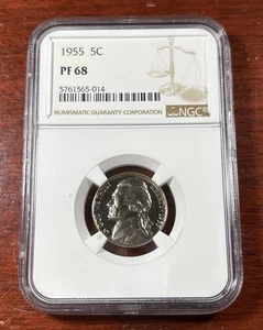 1955 5C Jefferson Nickel Proof NGC PF68 - Item#135 - Picture 1 of 13
