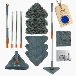 ® ️ Mocio Triangolare | Pulisci Pavimenti | Kit Con Cuscinetti in Ciniglia E Mic - Foto 1 di 12