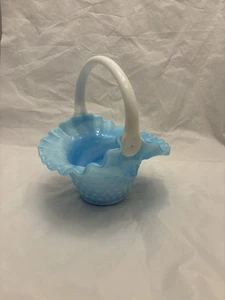 Kanawha Glas blau opalisierend Nagelkorb mit weißem Griff - Bild 1 von 10