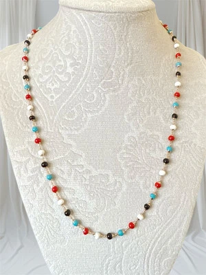 Роскошная бижутерия ожерелье с эмалью позолота 18 карат - Изображение 1 из 4