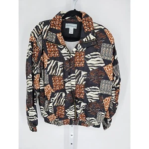 Westbound Women's Retro Animal Print Full Zip Windbreaker Jacket Size L - Picture 1 of 4