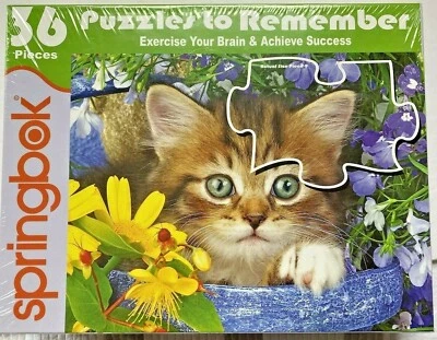 Springbok's 36 Pc Jigsaw Puzzle Garden Helper Kitten Cat Flowers USA MADE 18x23" - Image 1 of 4