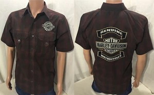 HARLEY DAVIDSON MENS SHIRT SMALL SHORT SLEEVE PLAID PERFORMANCE COOL WOVEN HD S  - Picture 1 of 12