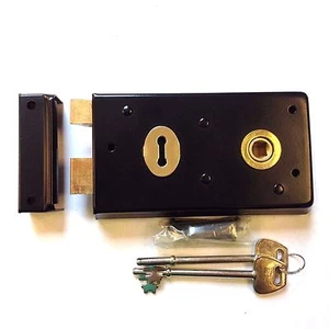 Cerradura de borde negra de doble mano estilo victoriano para puerta/puerta/cobertizo - 143 mm x 83 mm - Imagen 1 de 1