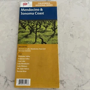 Mendocino & Sonoma Coast Foldable Road Travel Map AAA California Regional Series - Picture 1 of 2