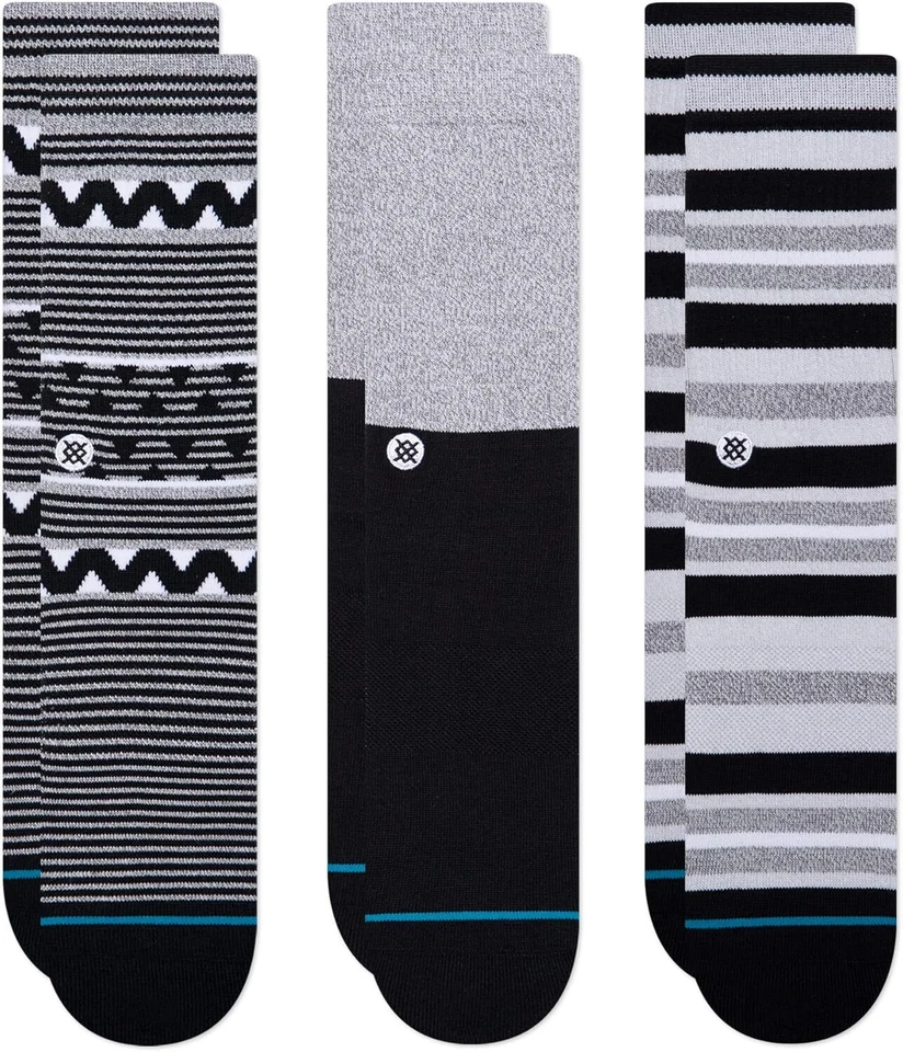 Paquete de 3 calcetines informales Stance para hombre L 9-13 Albie Crew 3 Pr negro gris blanco Foto 1 de 1