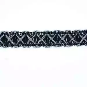 ANGEBOT 5/8" schwarz und metallic silber Crossover Zopf Borte Preis pro 5 Yards - Bild 1 von 1