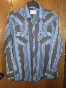 Authentic Western Wear Long Sleeve Pearl Snap Men's Shirt Size 17 1/2 ATP - Picture 1 of 6