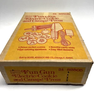 Vintage NOS Sears Fun Gun Electric Cookie Canapé Press Maker 82505 - Picture 1 of 14
