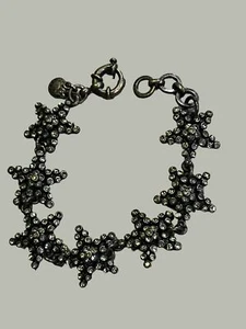 J Crew bracelet gunmetal star starfish clear rhinestones 7" nautical sea life - Picture 1 of 3