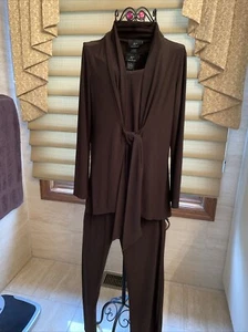 Lennie For Nina Leonard Brown Stretch Set - Pants, Jacket & Tank Size Small - Picture 1 of 9
