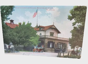 Antique 1908 Postcard Main Entrance Pavilion Whitefish Bay Resort Milwaukee WI - Picture 1 of 2