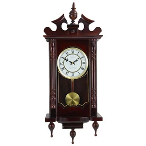Bedford Clock Collection Classic 31 Inch Chiming Pendulum Wall Clock in Cherry O - Picture 1 of 1