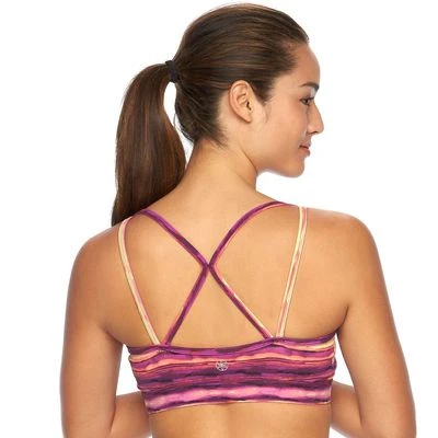 Gaiam 女式闪亮无钢圈扎染紫色/多瑜伽运动文胸 - S 码全新带标签 — 第 1/3 张图片