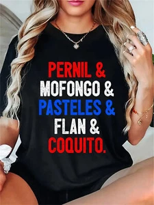 Women's Casual Crew Neck T-Shirt with Unique Letter Print, Perfect for Summer - Picture 1 of 12