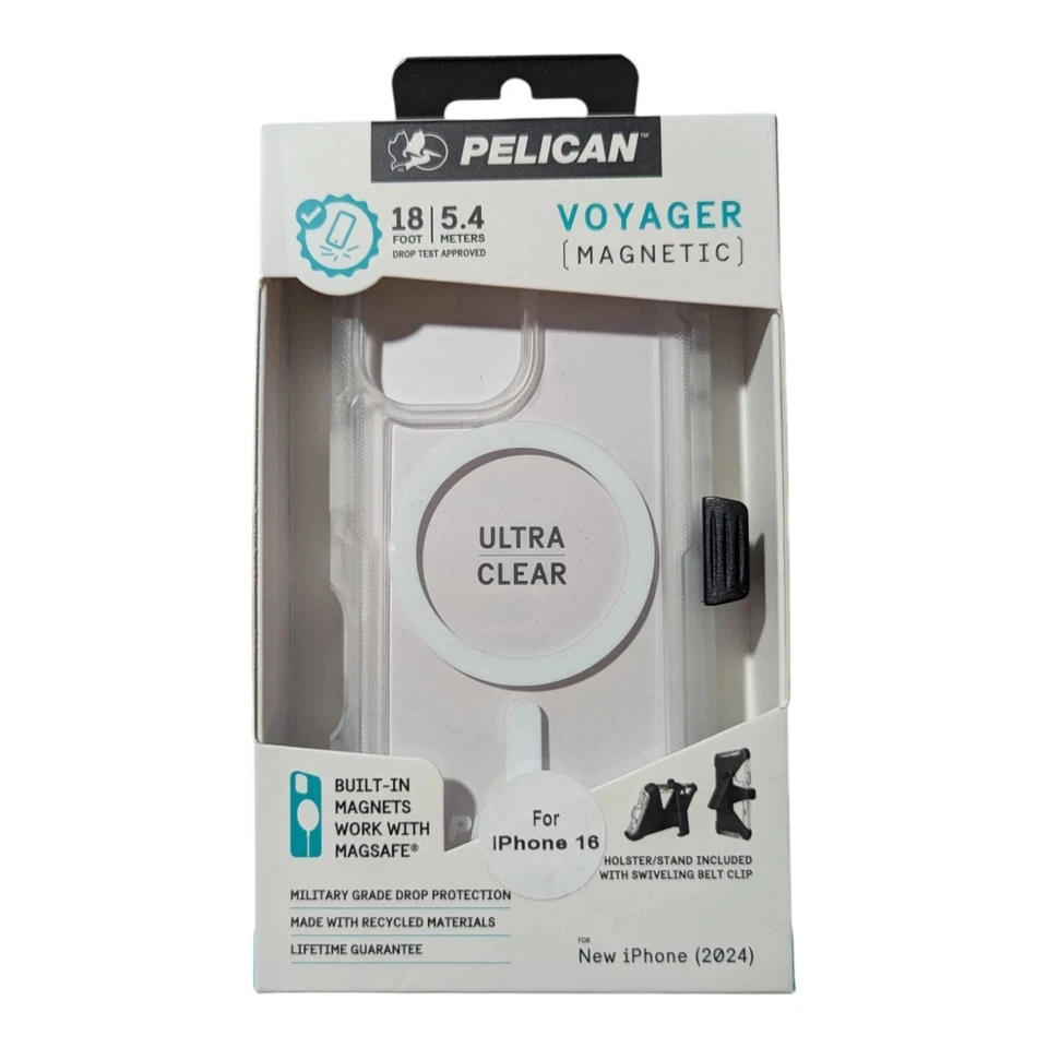 Pelican Voyager Magsafe Case w/ Holster For Apple iPhone 16 - Clear NEW OPEN - Image 1 of 1