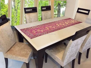 Decorative Brocade Table Runner Jacquard Magenta Elephant Long Boho Table Cover - Picture 1 of 7