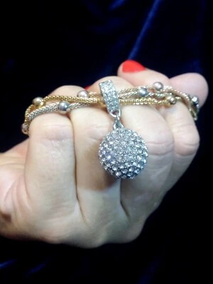 Bracciale Donna SWAROVSKI ORIGINALI 3 file Oro Argento Sfera Cristalli Tennis  - Immagine 1 di 4