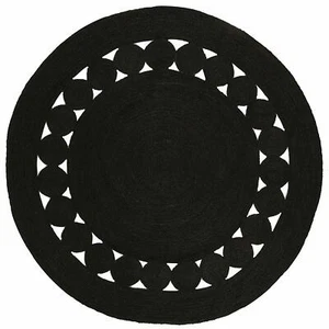 Rug Black Color Natural Jute Round Area Rug Hand Braided Farmhouse Jute Carpet - Picture 1 of 7