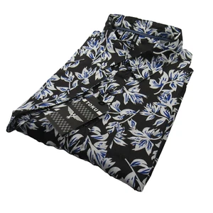 TOKU Camicia Uomo S/S Motivo Floreale Nera Taglia XXL - Foto 1 di 5