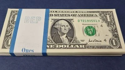FULL Pack of 100 Consecutive One Dollar Bills $1 Series 2001 UNCIRCULATED #55166 - Image 1 of 4