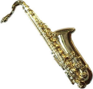 Gold Saxophone Musical Instrument Pin Badge Lapel - Foto 1 di 1