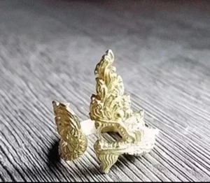 King Rare Naga Snake Dragon Ring Amulet Yellow Gold Plated Solid Women Men - Picture 1 of 10