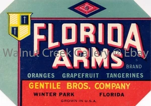 Florida Crate Label Fine Art Print, Citrus, approx 13.8"x 9.7" 13140 - Picture 1 of 1