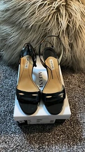 WOMENS BLACK ALFANI SLINGBACK STRAPPY SANDALS HEELS SHOES SIZE 7.5 M - Picture 1 of 9