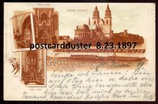 GERMANY Gruss aus Magdeburg Postcard 1899 Litho Multiview Church