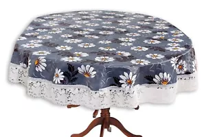 PVC Plastic Flowered 4 Seater Round Shape Table Cover Size 60 Inch US - Picture 1 of 3