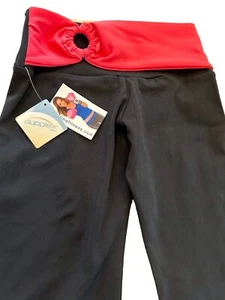 Neu mit Etikett Lino Fitness Supplex Yogahose zum Überziehen Bootcut dehnbar Größe XS schwarz pink - Bild 1 von 6