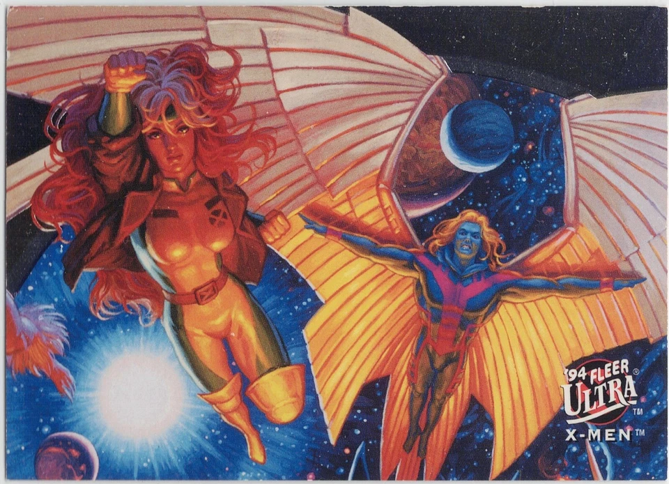 X-Men '94 Fleer Ultra X-Men Rogue Archangel Trading Card #4 Ltd Ed Team Portrait - Image 1 of 2