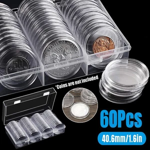 60Pcs Direct Fit Airtight 40.6mm American Silver Eagle 1Oz Coin Holders Capsules - Picture 1 of 14